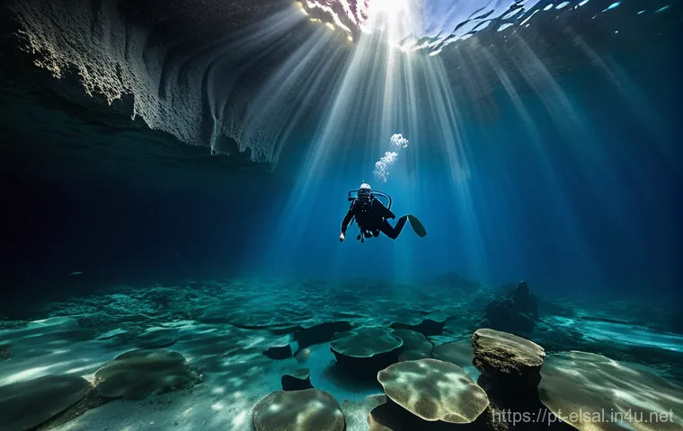 엘살바도르에서 스쿠버다이빙 가능한 지역 - **Prompt for Lago Ilopango:**
    "A captivating underwater scene in Lago Ilopango, El Salvador, dep...
