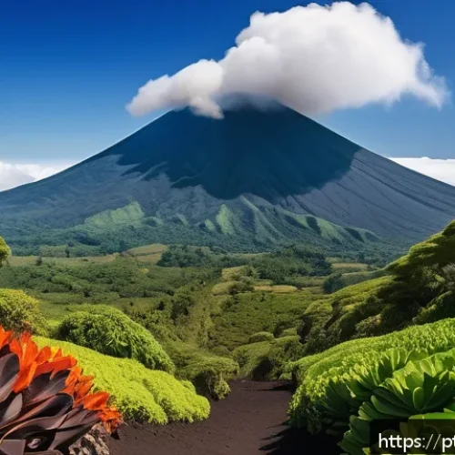 Home 31 엘살바도르 화산 종류 및 특징 - A breathtaking panoramic view of Izalco Volcano, a classic stratovolcano in El Salvador, towering wi...