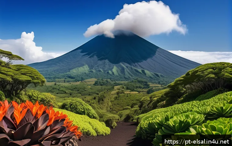 엘살바도르 화산 종류 및 특징 - A breathtaking panoramic view of Izalco Volcano, a classic stratovolcano in El Salvador, towering wi...