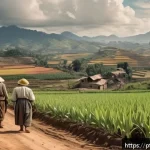 Home 23 엘살바도르에서 유명한 사건 및 역사적 인물 - A detailed rural scene from early 20th century Latin America, showing a vast latifundium with a few ...